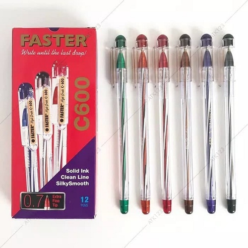 Pena Atau Pulpen Faster C600 Per Kotak Warna Biru - A